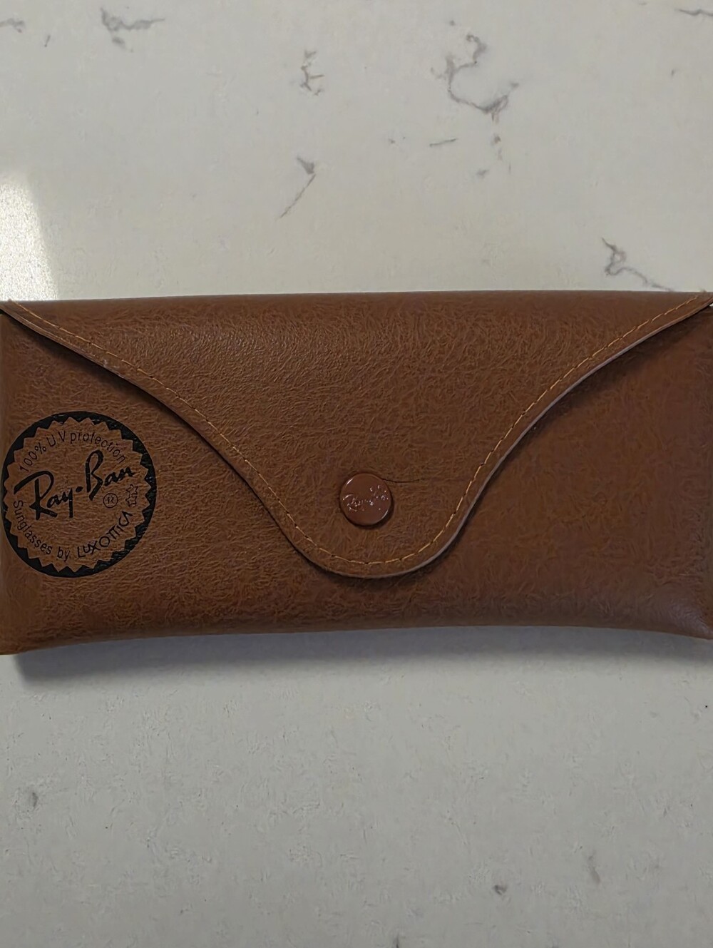 Ray-Ban Brown Leather Sunglass Case - Protective Carrying Pouch